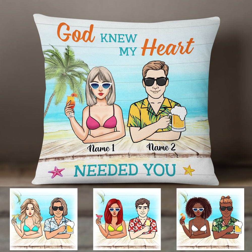 Personalized Summer Beach Couple Pillow Jn151 87O58 (Insert Included)