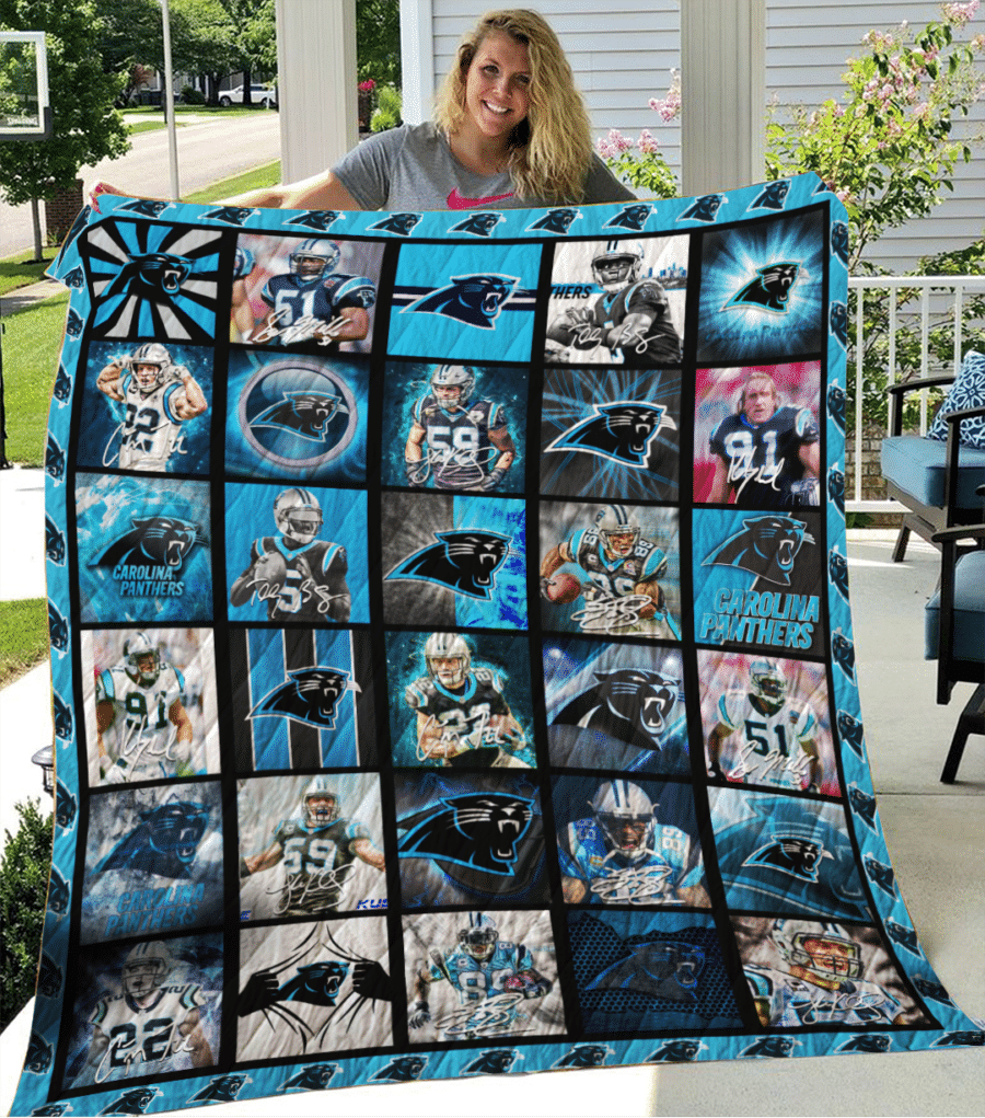 Carolina Panthers Legends Football Team 3D Quilt Blanket – Blue-Tph