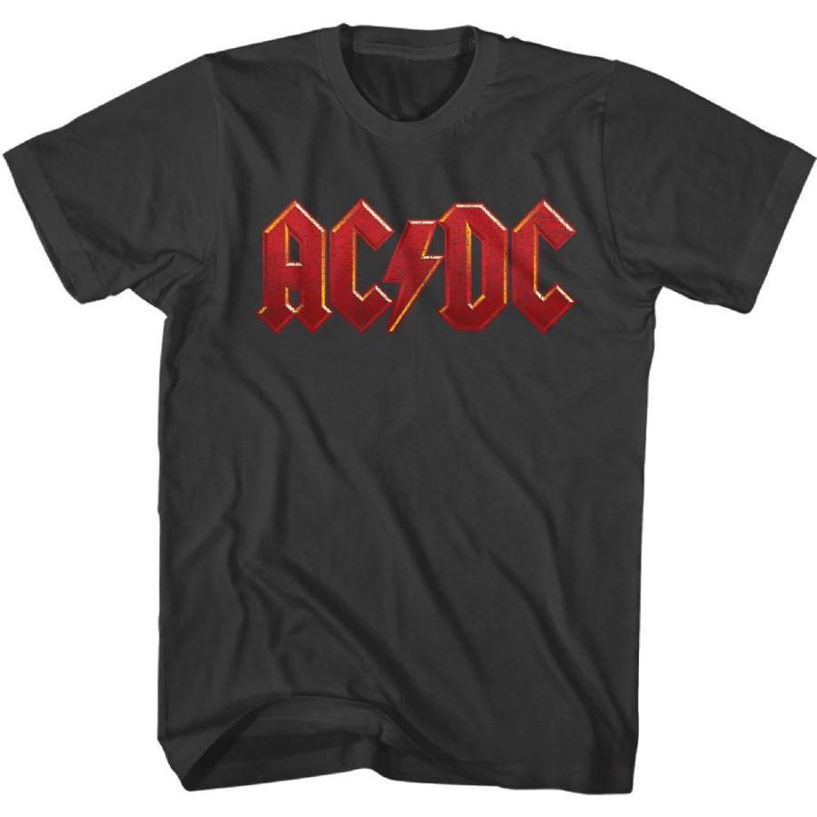 AC/DC Distressed Red Logo Mens T Shirt Smoke - Gochildhood