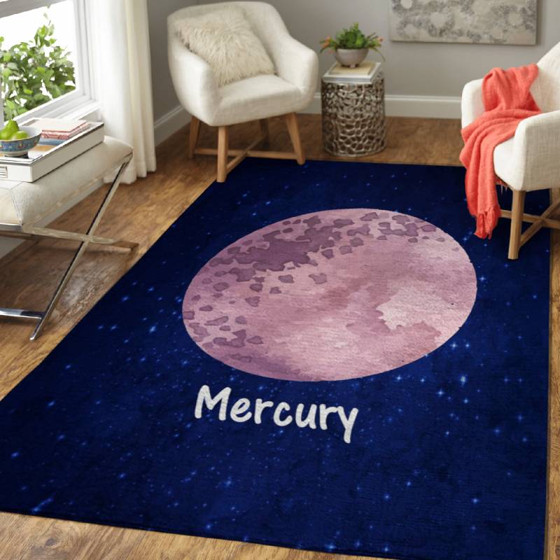 watercolor mercury planet  – Outer Space Area Rug Carpet