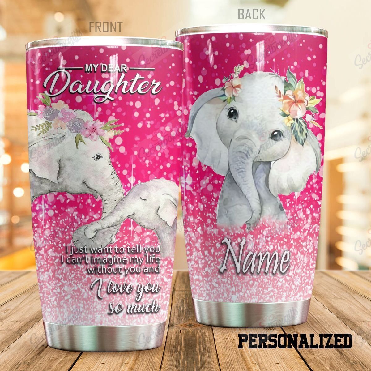 Personalized Elephant Nc1410571Cl Stainless Steel Tumbler Travel Customize Name, Text, Number, Image