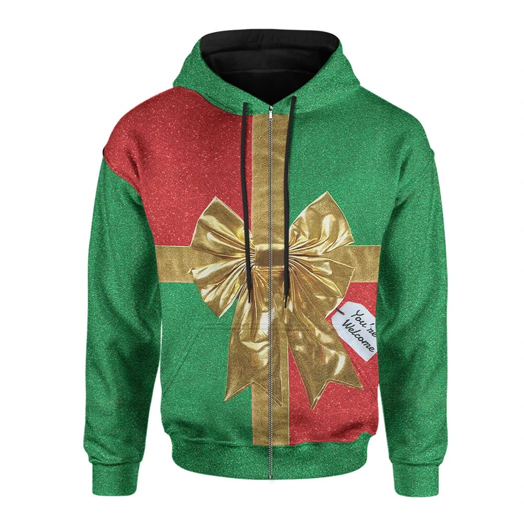 Alohazing 3D Ugly Christmas Green Gift Zkx Hoodie