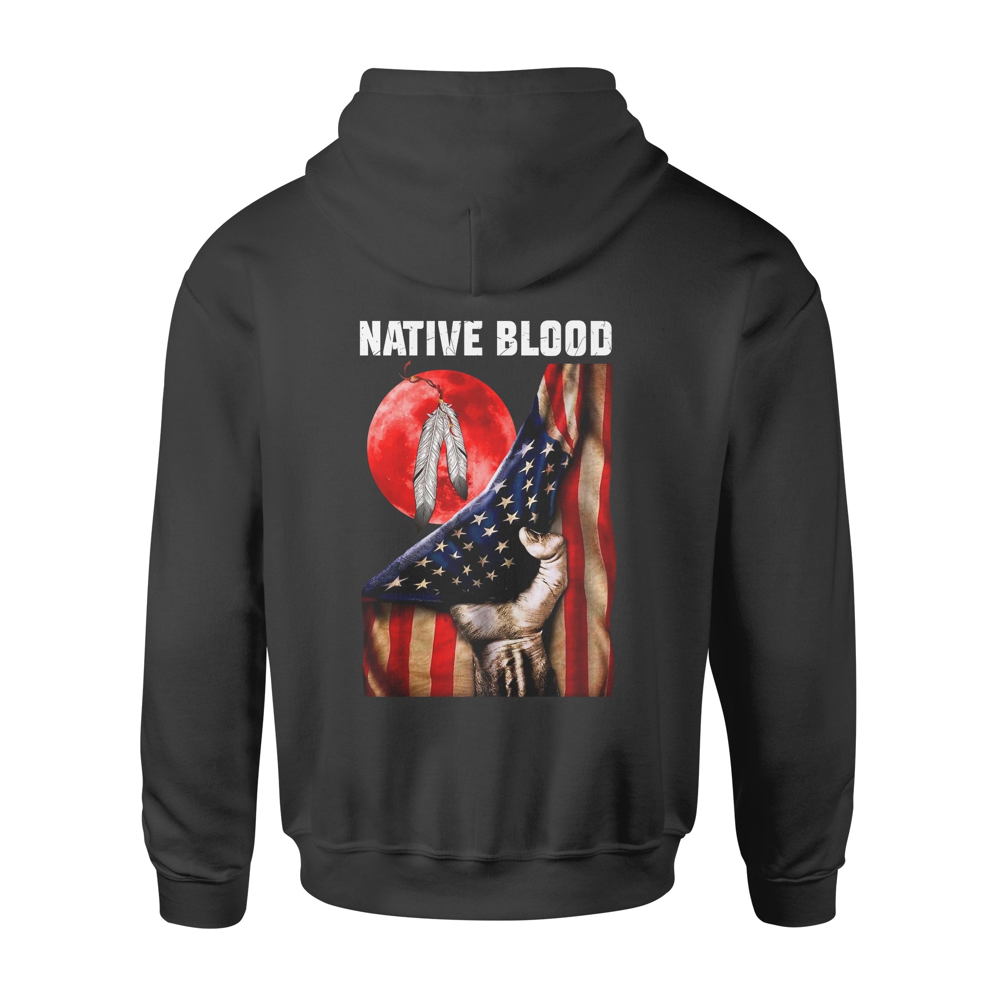 Native Blood American Flag For Native American – Premium Hoodie