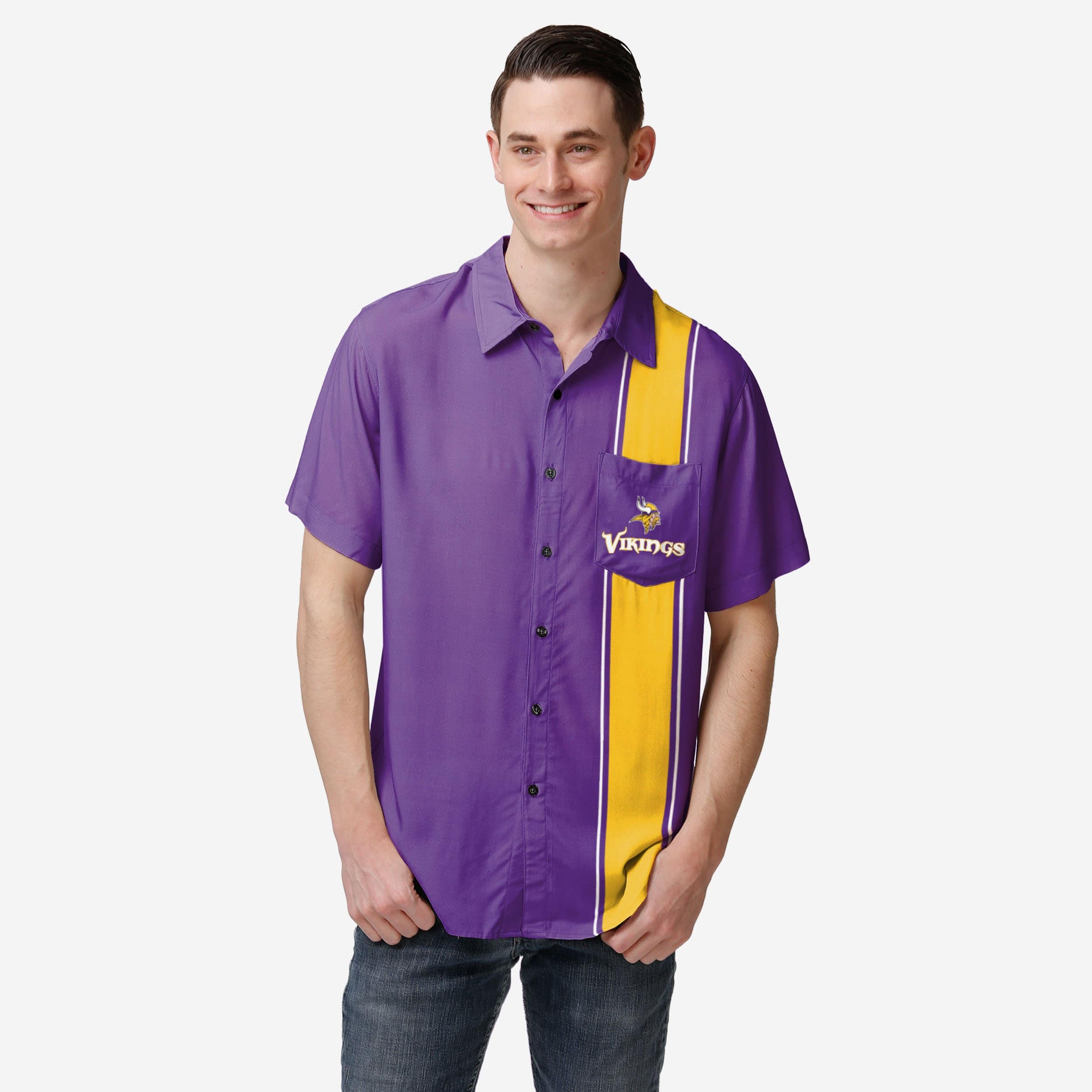 Minnesota Vikings Bowling Stripe Button Up Shirt