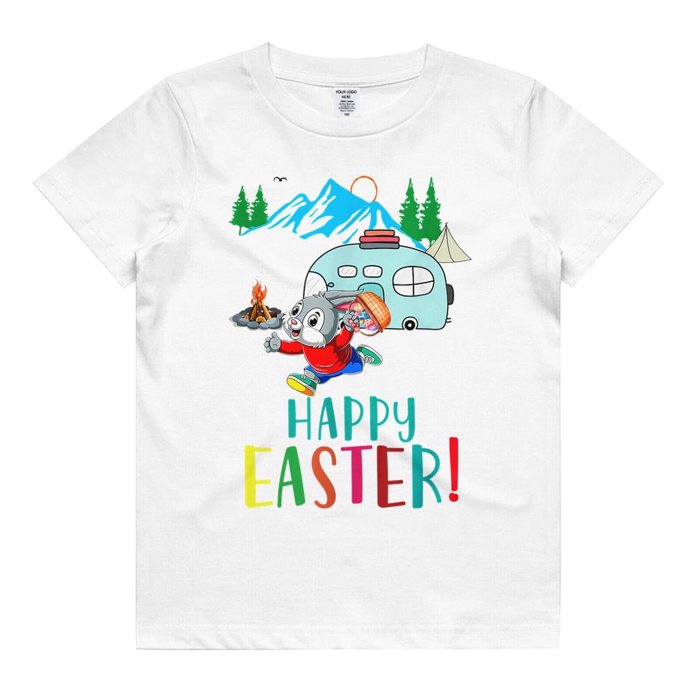 Camping Easter Day Bunny Eggs Easter Cute Gift Camper Kids T Shirt