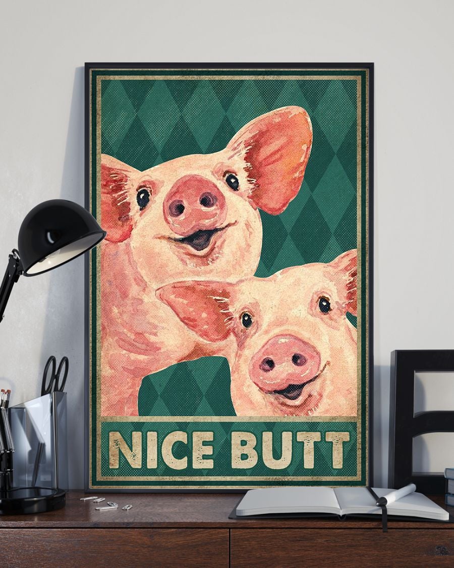 Animal Art Poster – Pig Art Poster – Nice Butt Gift Art Poster