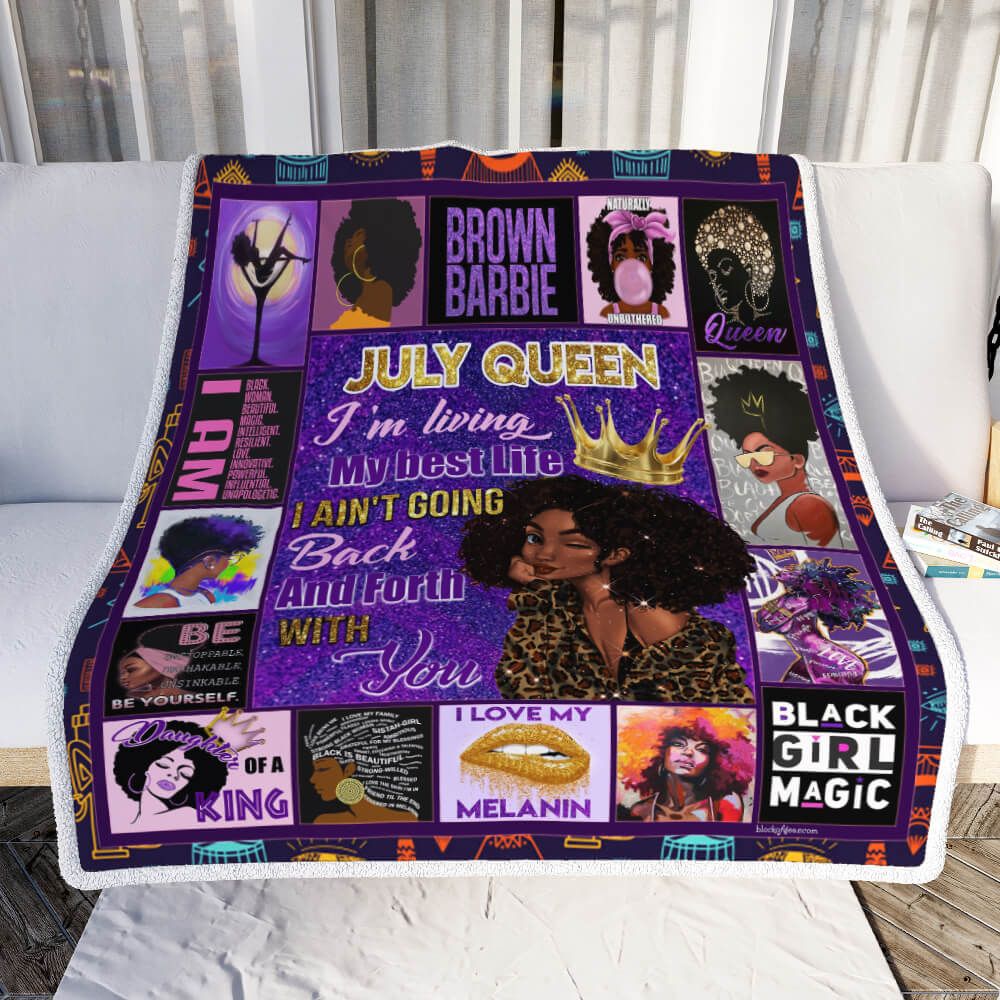 July Girl Black Queen Sofa Throw Blanket