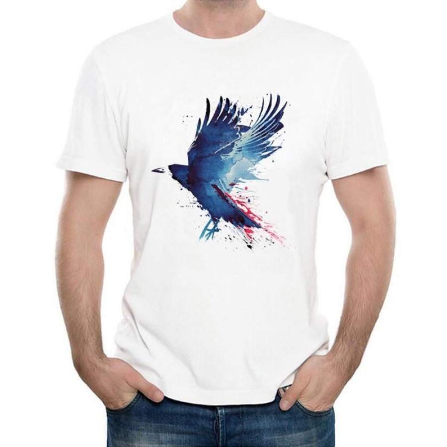 2018 Fashion Painting Bloody Crow T-Shirt Summer Men’S Animal Printed T Shirt High Quality Hipster Harajuku Tee Tops Clothing