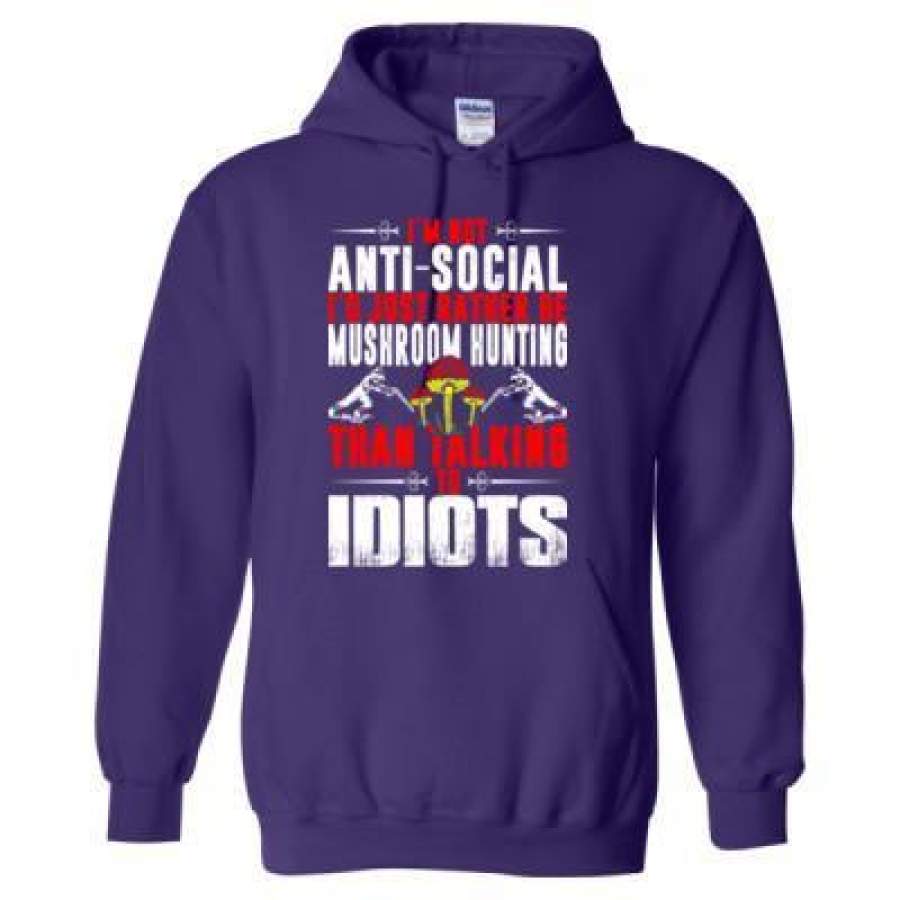 AGR Im Not Antisocial Id Just Rather Be Mushroom Hunting – Heavy Blend™ Hooded Sweatshirt