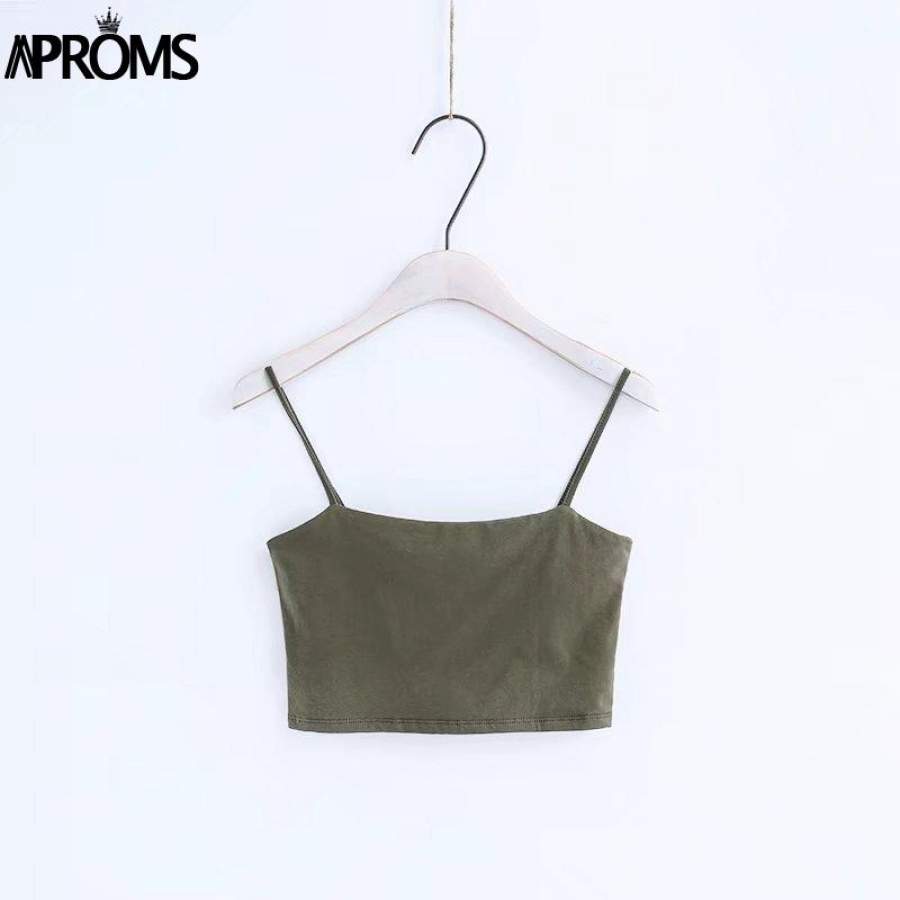 Aproms Cool Girls Basic Camis Streetwear Fashion Sexy Candy Colors Cropped Bustier Tees Women Tank Tops Elastic Crop Top