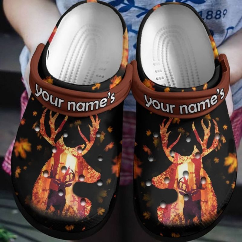 Deer Walking Through Forest Autumn Shoes Clog Birthday Gift