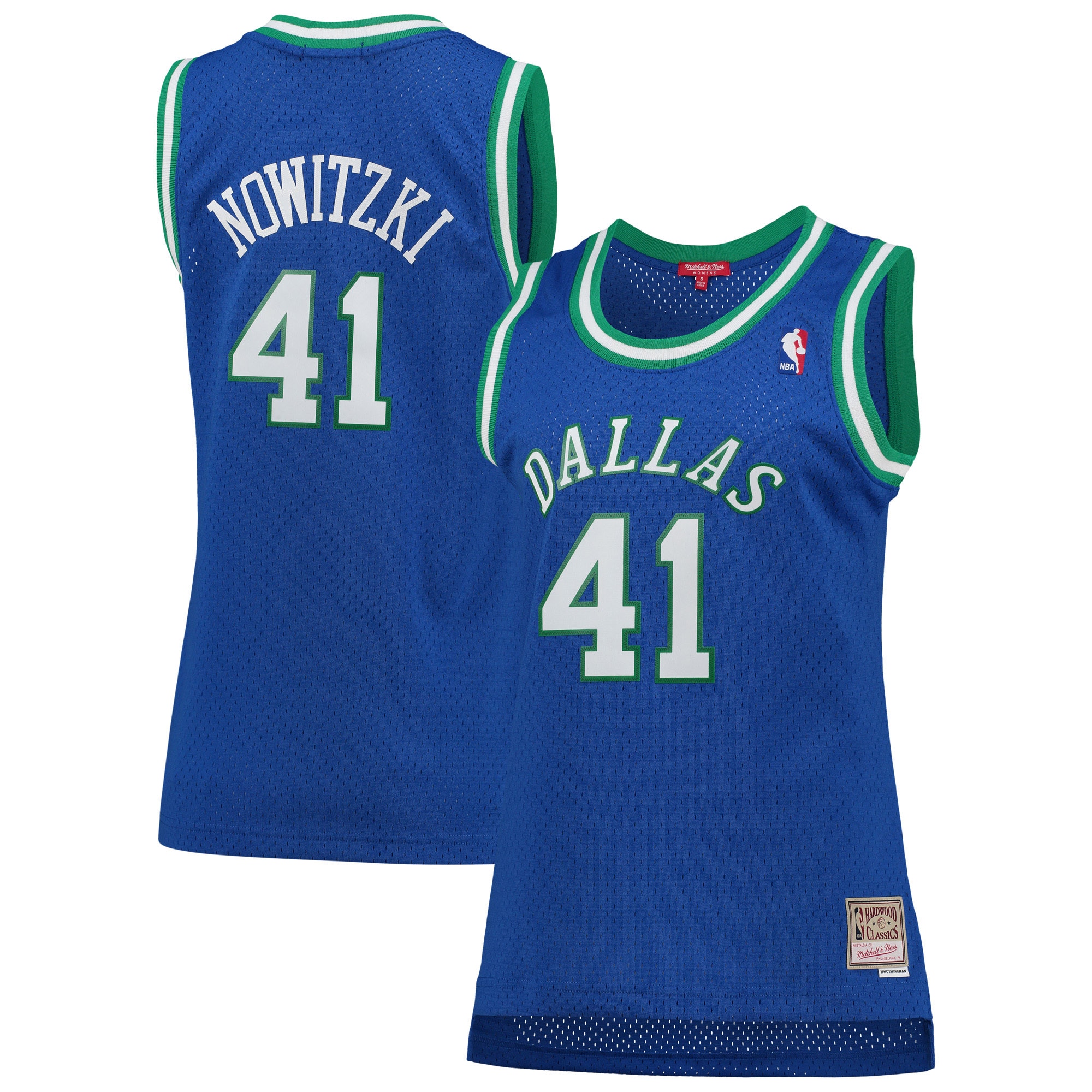 Women's Mitchell & Ness Dirk Nowitzki Blue Dallas Mavericks Hardwood Classics Swingman Jersey