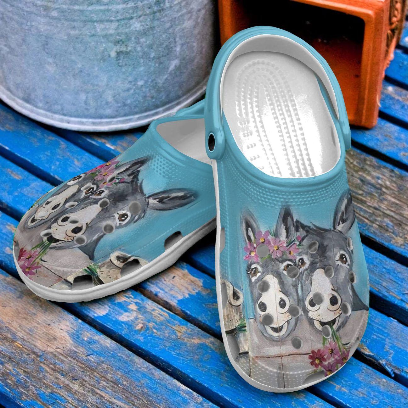 Donkey Personalized Clog, Custom Name, Text, Color, Number Fashion Style For Women, Men, Kid, Print 3D Floral Donkeys