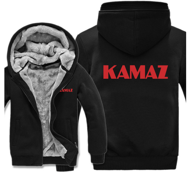 2022 NEW winter printed KAMAZ car logo thickened casual coat men’s zipper men’s Plush coat alx