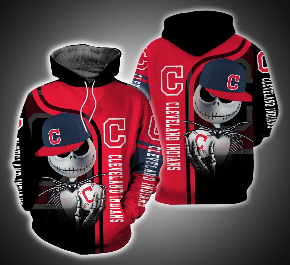 Cleveland Indians And Jack Skellington TA01 3D Printed Hoodie