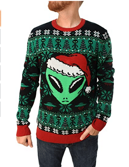 Black Xmas Alien Ugly Christmas Sweater 2021