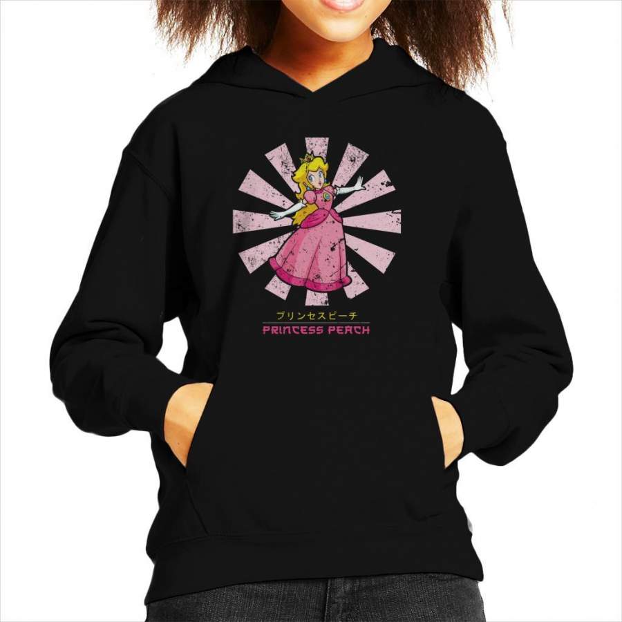 Princess Peach Retro Japanese Super Mario Kid’s Hooded Sweatshirt