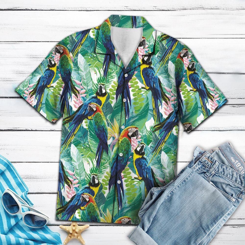 Tropical Parrot Aloha Hawaiian Shirt Colorful Short Sleeve Summer Beach Casual Shirt For Men And Women