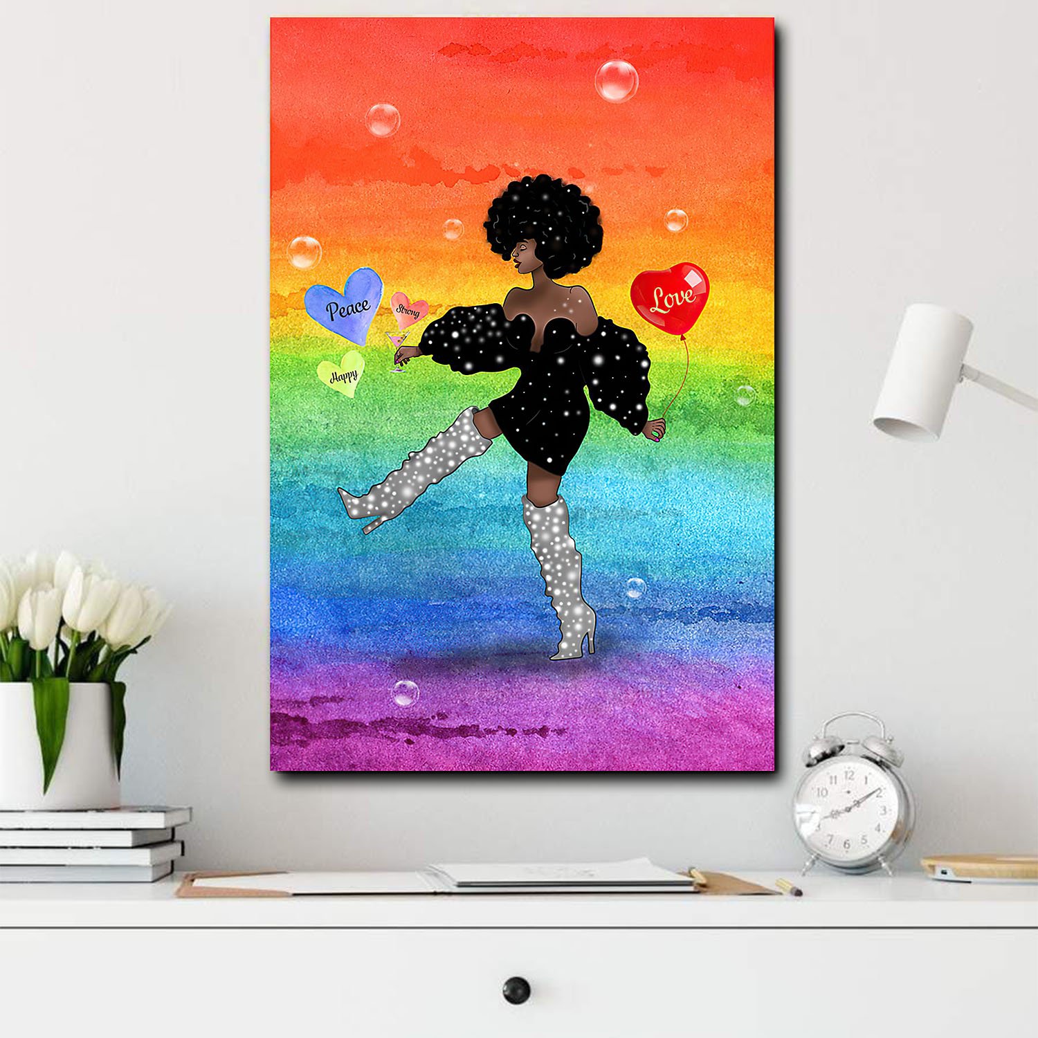 African American Cartoon Canvas Melanin Lovely Girl African Inspired Home Decor