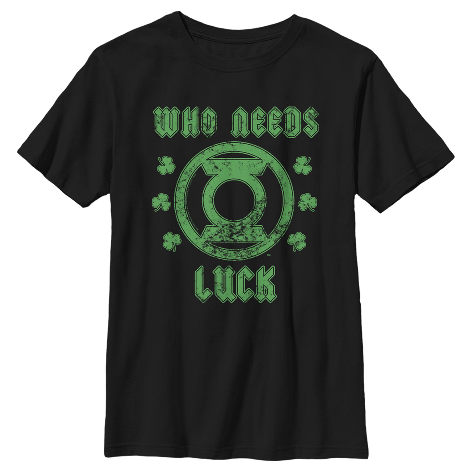 Boy’S Green Lantern St. Patrick’S Day Who Needs Luck Distressed T-Shirt