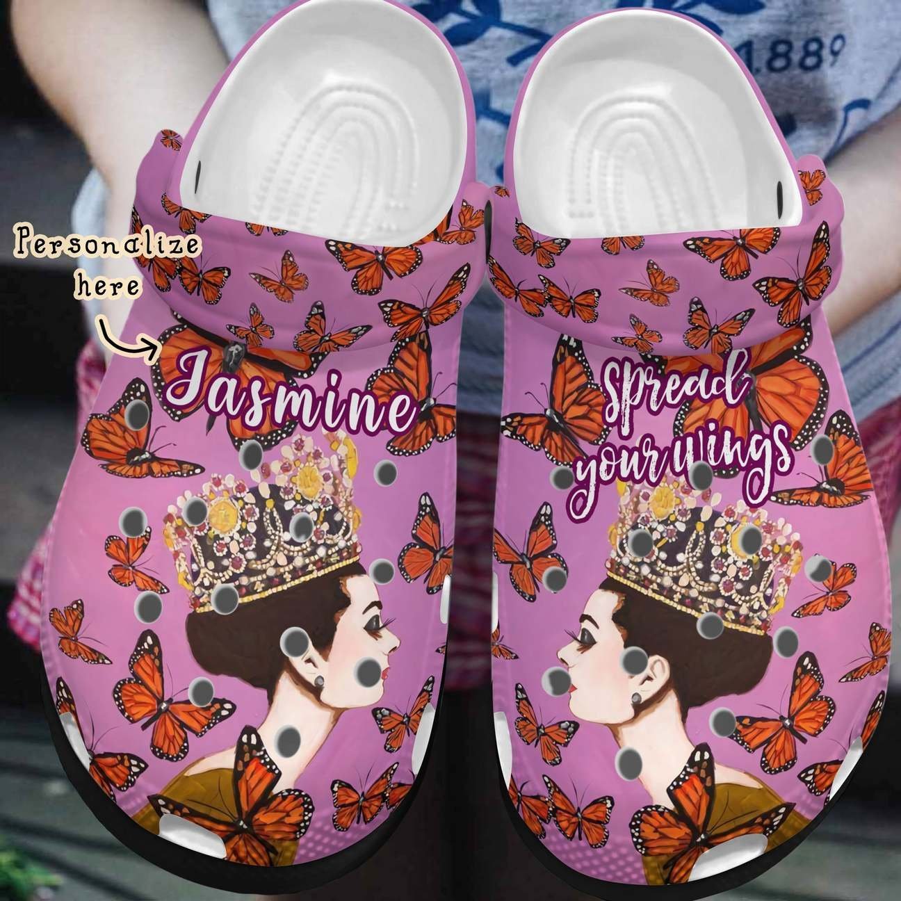 Butterfly Personalized Clog, Custom Name, Text, Color, Number Fashion Style For Women, Men, Kid, Print 3D Spread Your Wings