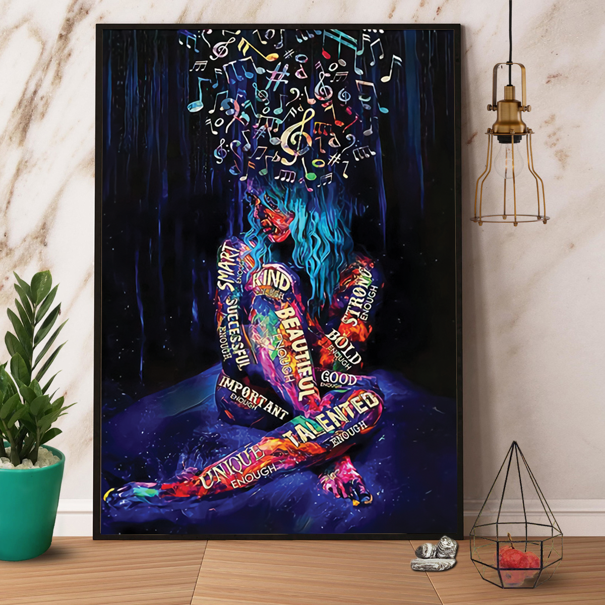 Music Girl Body Painting Smart Enough Kind Enough Poster Canvas Wall Art