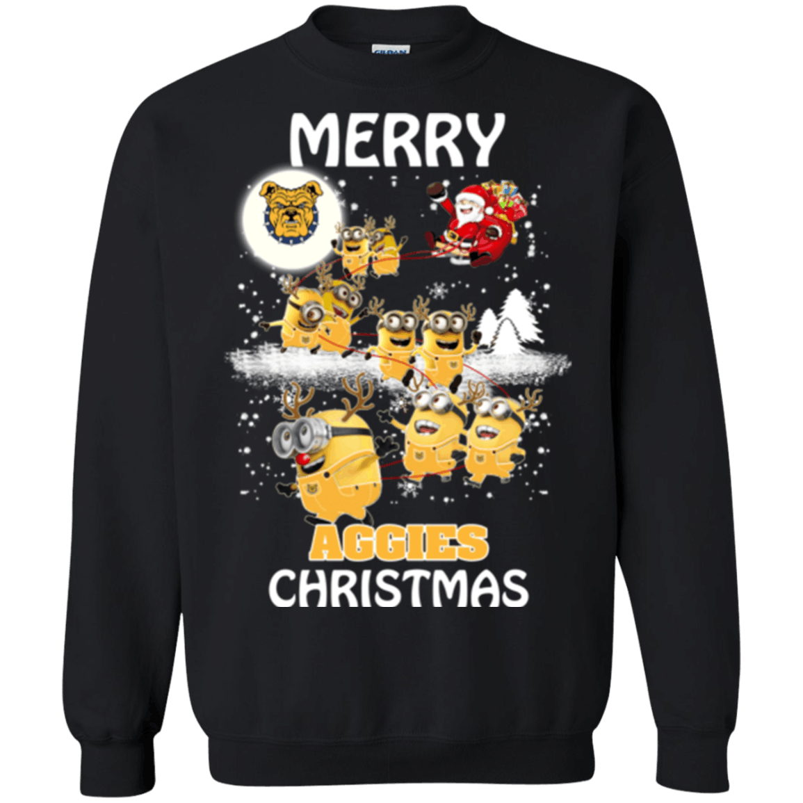 Remarkable North Carolina AT Aggies Minion Ugly Christmas Sweaters Santa Claus With Sleigh Sweatshirts