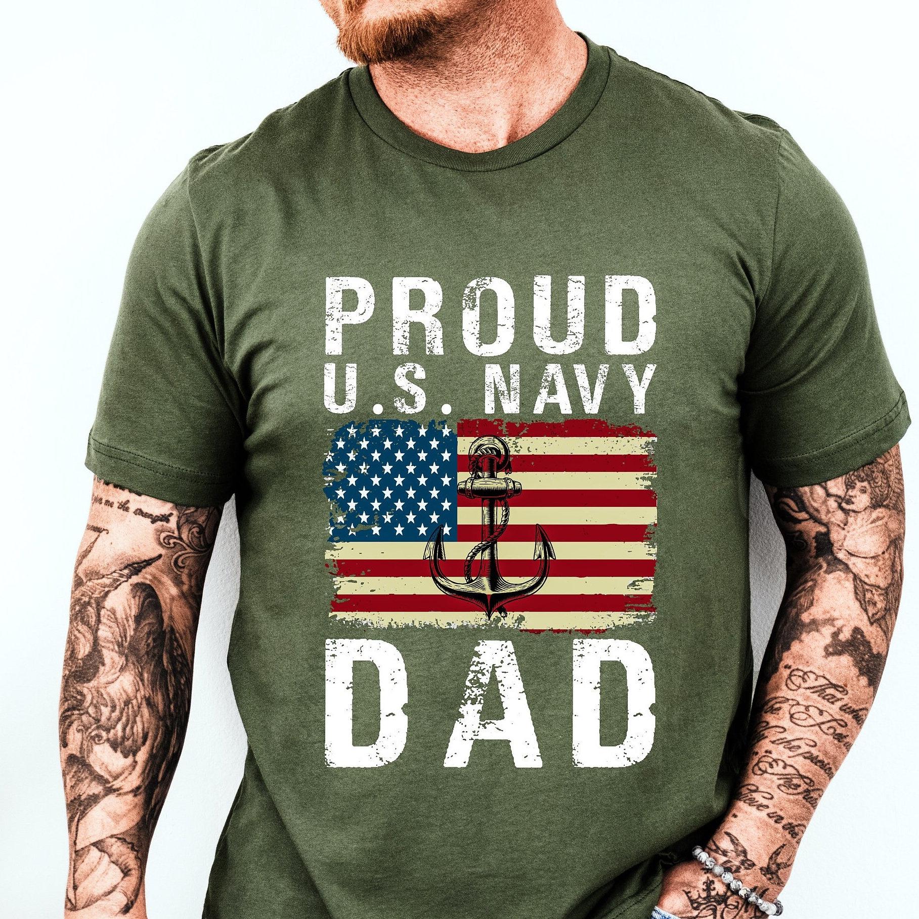 Gifts for US Navy Dads, Proud Navy Dad T-Shirt for Navy Families, Gifts for Families of Navy Members Care Packages Deployed