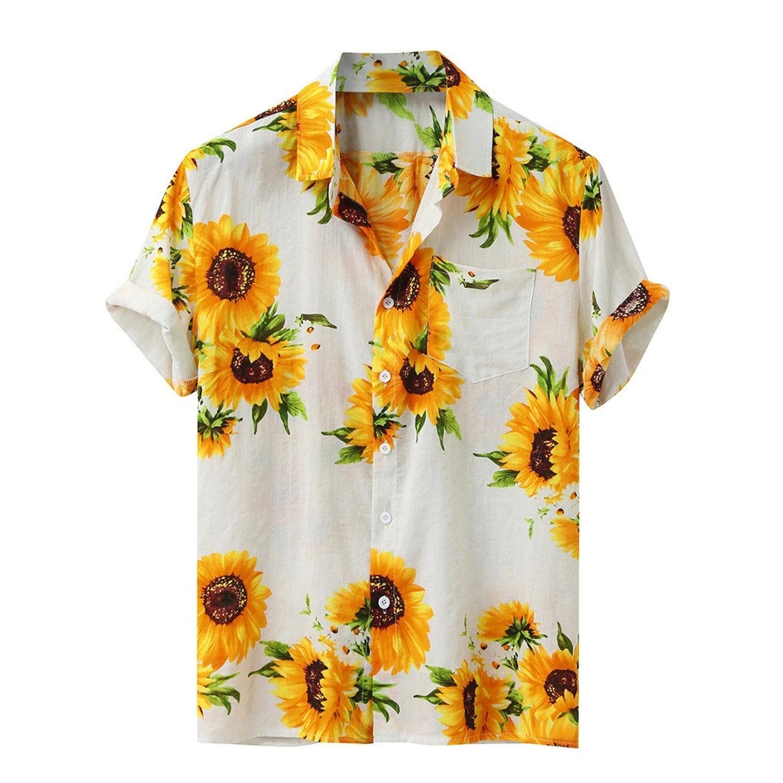 White Yellow Flowers Hawaii Shirt Made In Summer Beach Shirts Ha20881