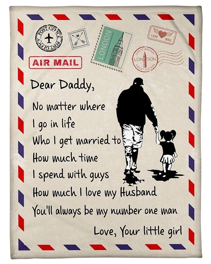 Air Mail Envelop To Daddy You’Ll Always Be My Number One Man Fleece Blanket Gift For Dad From Daughter Birthday Gift Home Decor Bedding Couch Sofa Soft