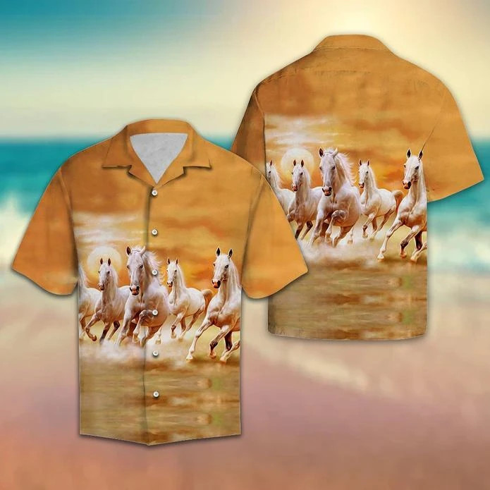 White Horses Hawaii Shirt Unisex Adult Ha8543