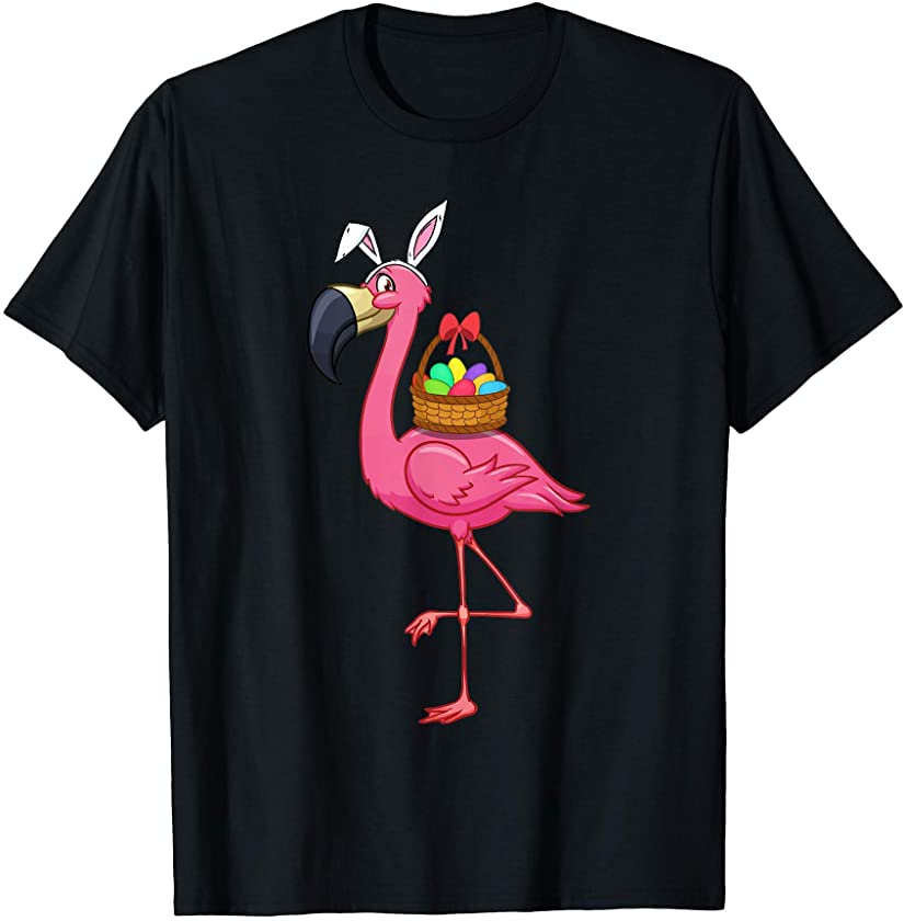 Cute Easter Flamingo Bunny Ears Easter Eggs For Boys Kids T-Shirt