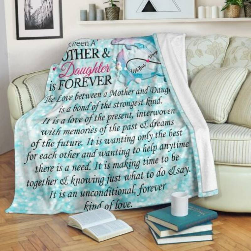 homesweetquilt – The Love Between Mother And Daughter Dolphin fleece blanket, Small, Medium, Large, X-large, hf1308