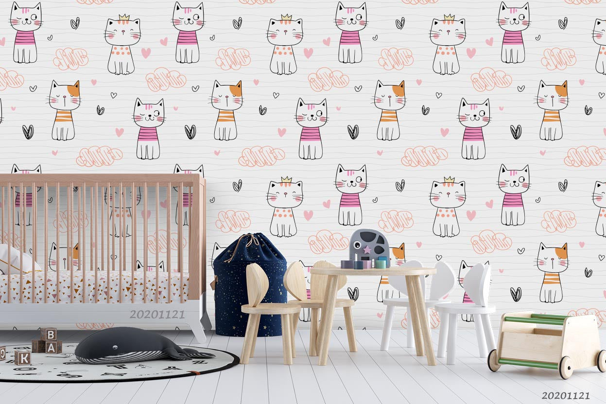 3D Cartoon Animal Cat Wall Mural Wallpaper Lqh 66