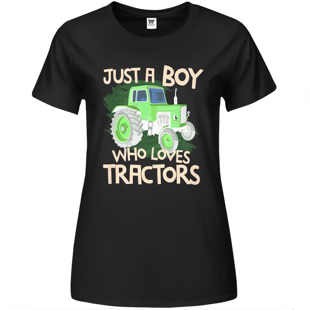 Kids Just A Boy Who Loves Tractors T Shirt Farm Kid Birthday Gift Premium Womens Tshirts