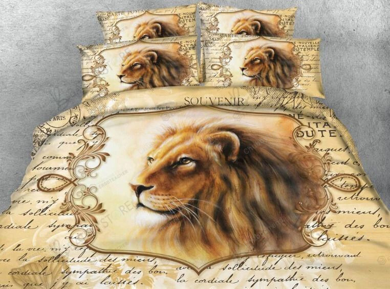 3D Vintage Lion Pattern Bed Sheets Duvet Cover Bedding Set Great Gifts For Birthday Christmas Thanksgiving