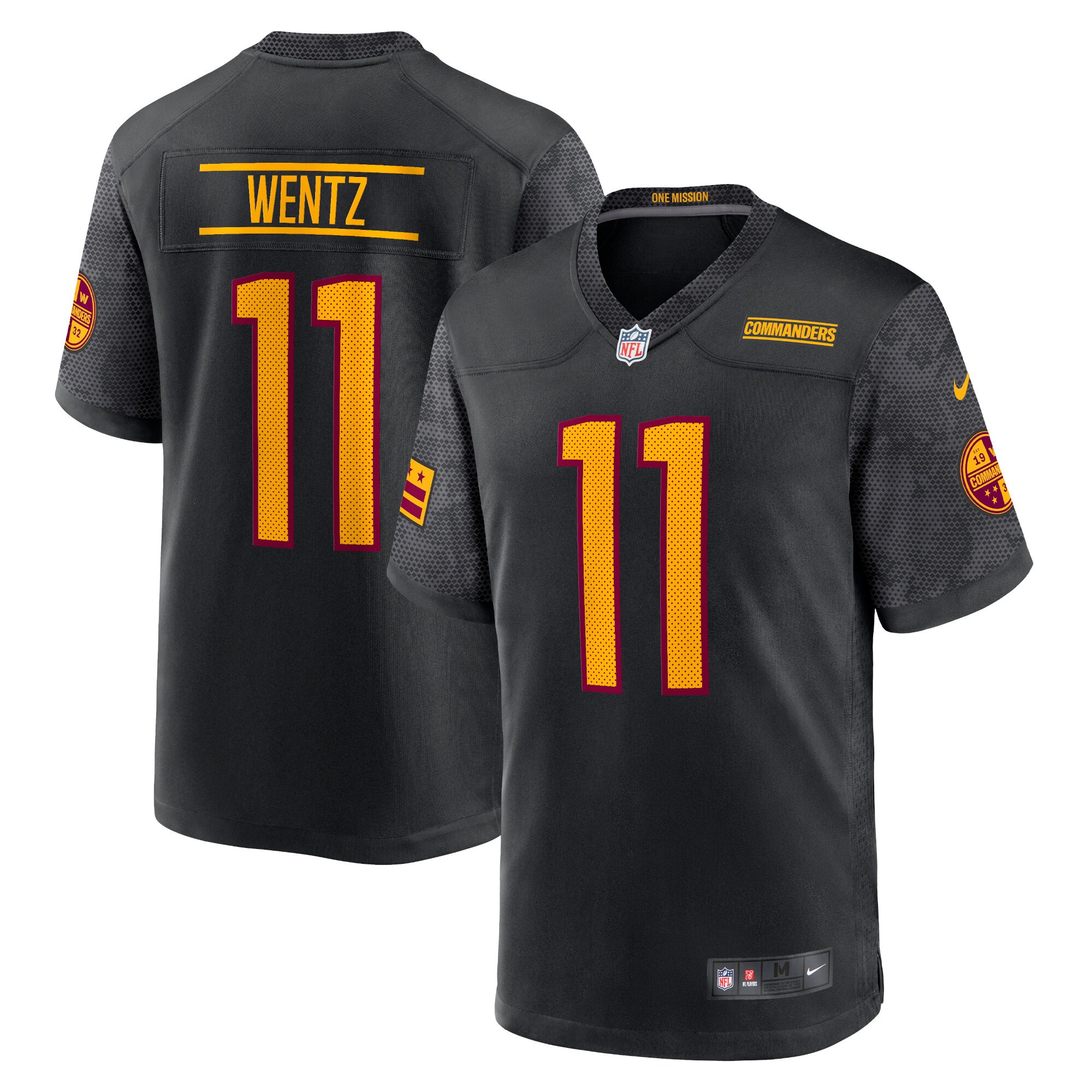 Youth Washington Commanders Carson Wentz Black Alternate Game Jersey