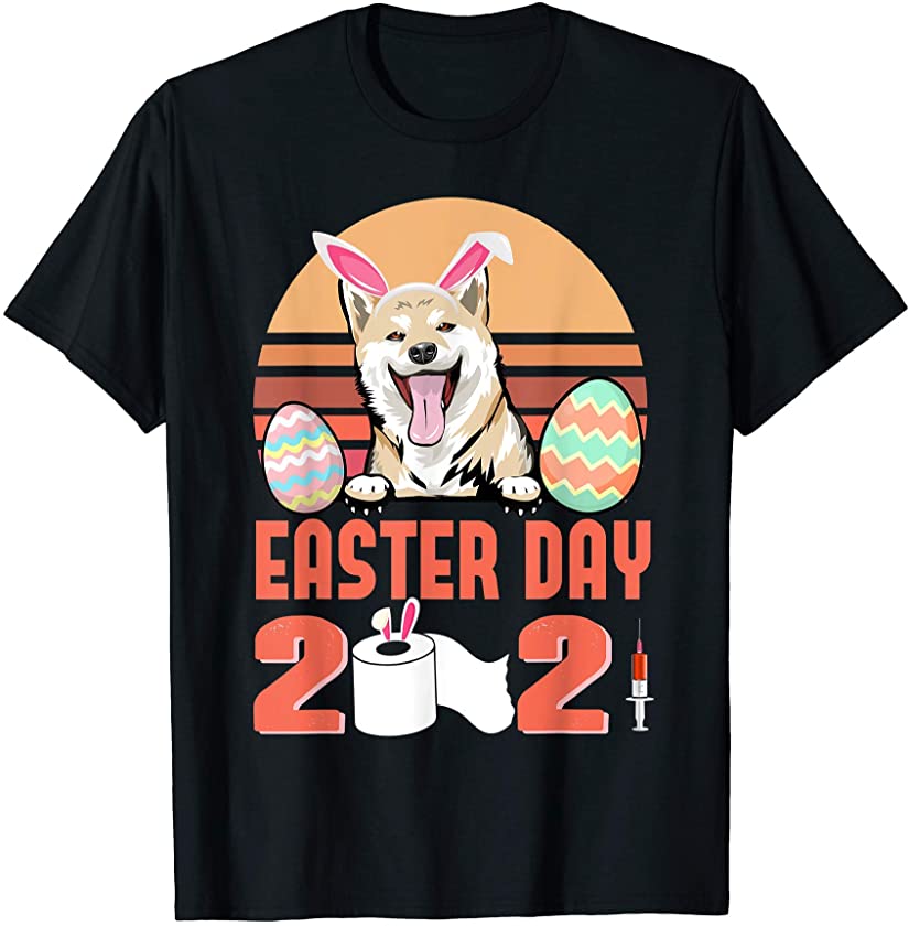 Shiba Inu Dog Wear Bunny Ears Rabbit Egg Easter Day 2021 T-Shirt