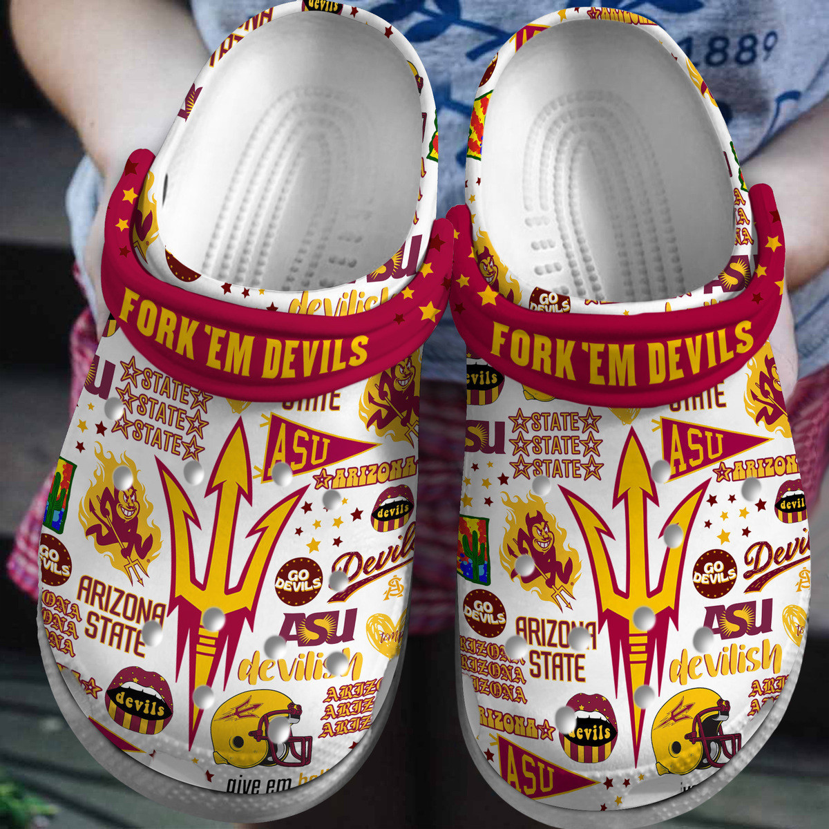 Arizona State Sun Devils NCAA Sport Crocs Crocband Clogs Shoes Comfortable For Men Women and Kids