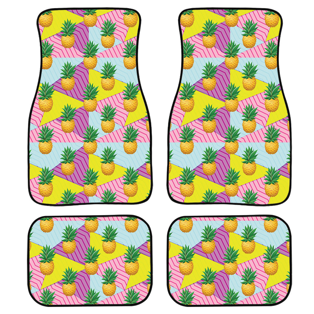 Zigzag Pineapple Pattern Print Front And Back Car Floor Mats, Front Car Mat