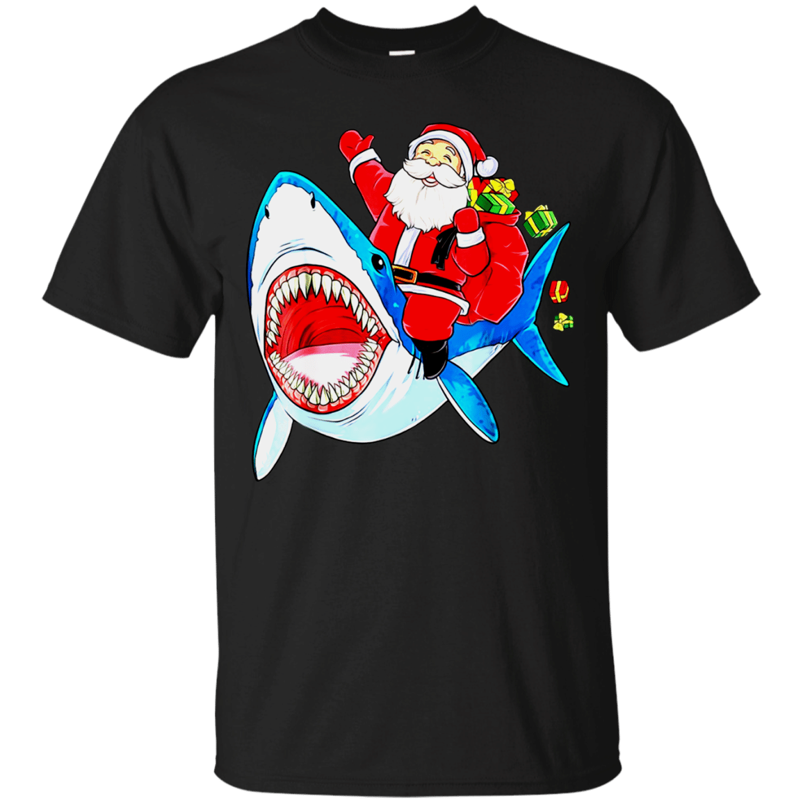 Buy Santa Riding Shark Christmas Gifts Galaxy Space Tees Shirt