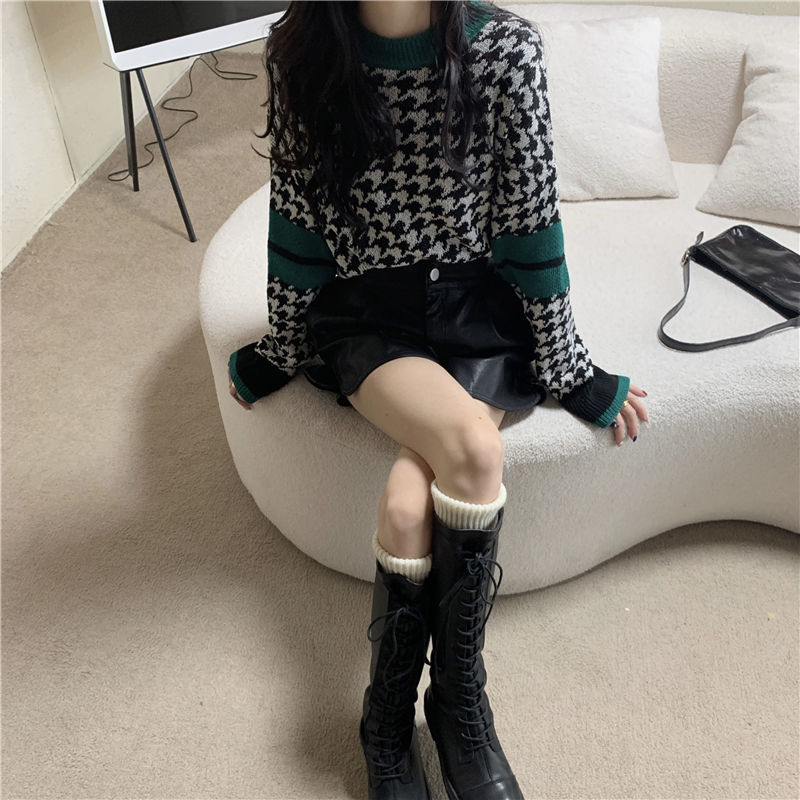 Women Winter Thickened Warm Sweater Pullover Loose Round Neck Printing Long Sleeve Casual Sweater Y2k Top New Sweater Wholesale alx