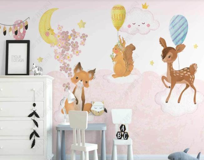 3D Northern Europe Hand-Painted Animal Balloon Wall Mural Wallpaper Sww2664