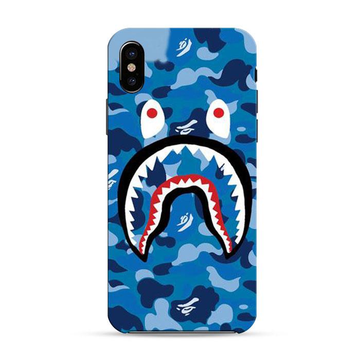 Bape Camo Shark Blue Iphone X 3D Case | Black