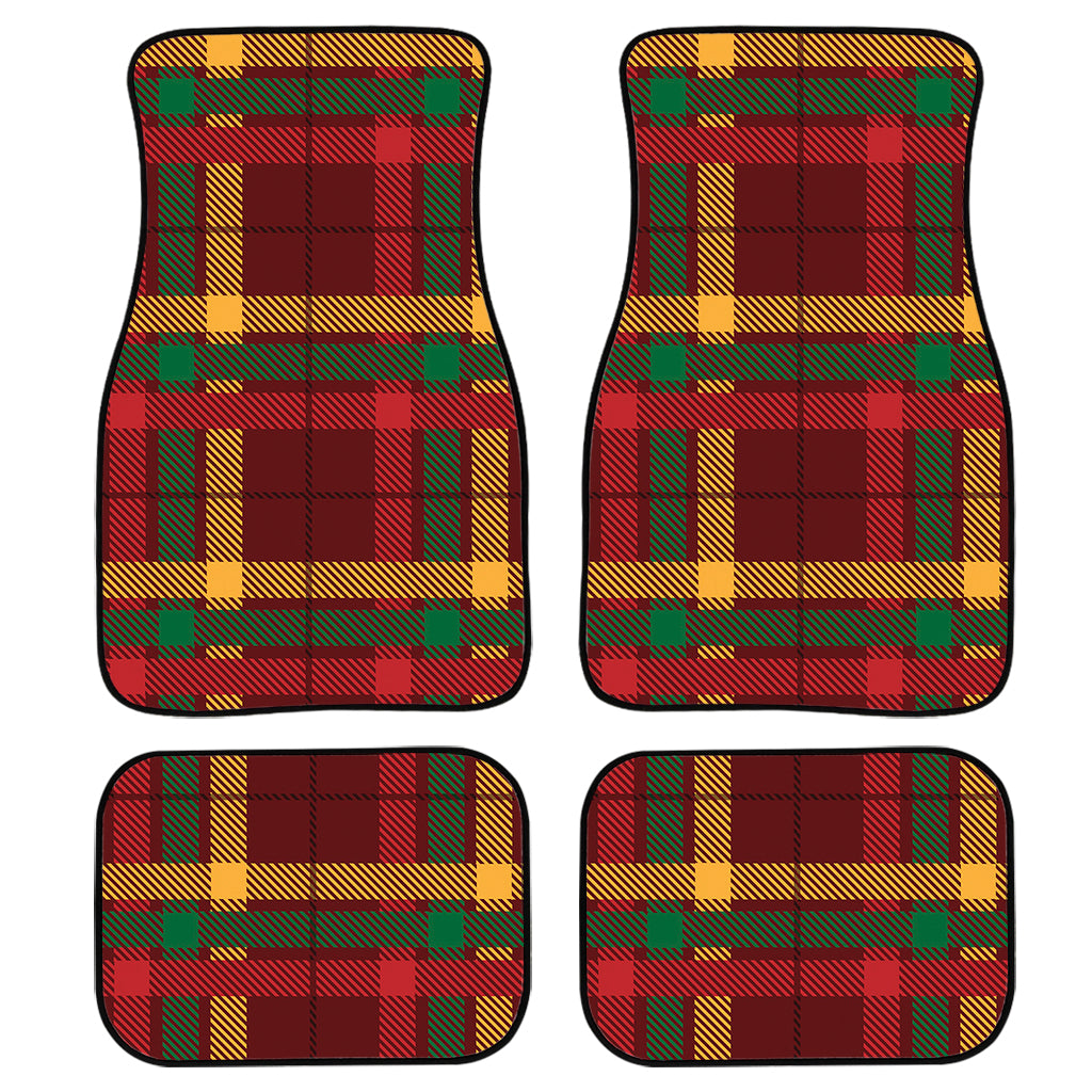 Red Green And Yellow Stewart Print Front And Back Car Floor Mats, Front Car Mat