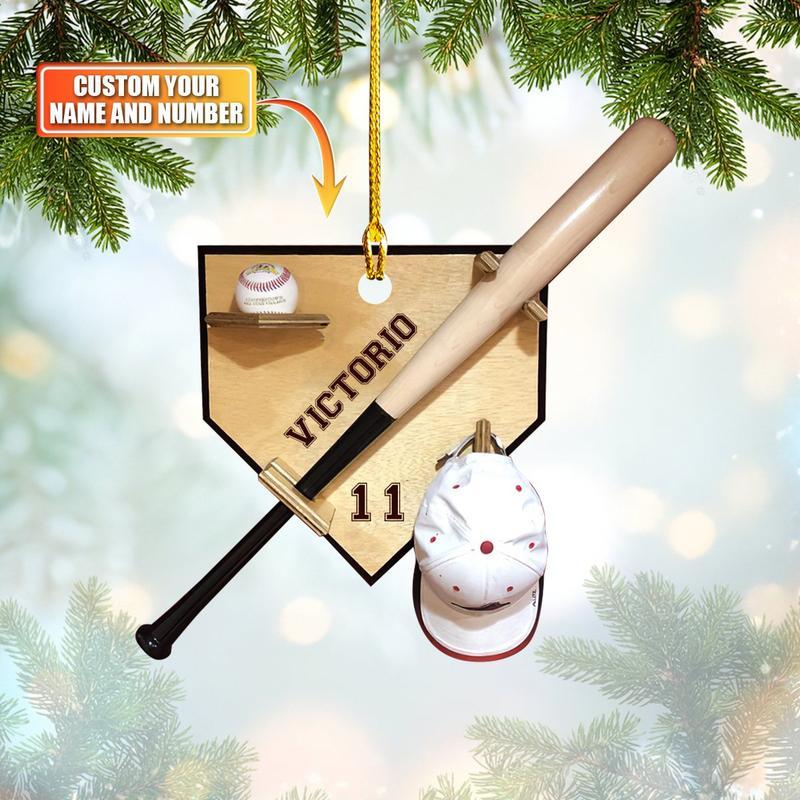 Personalized Baseball America Custom Name Number Ornament, Christmas Gifts