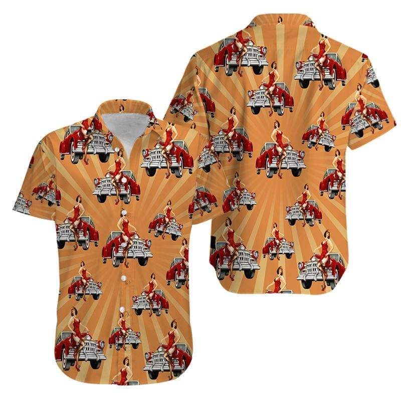 Order Vintage Car And Chick For Dinner Hawaii Aloha Shirts Ha55665