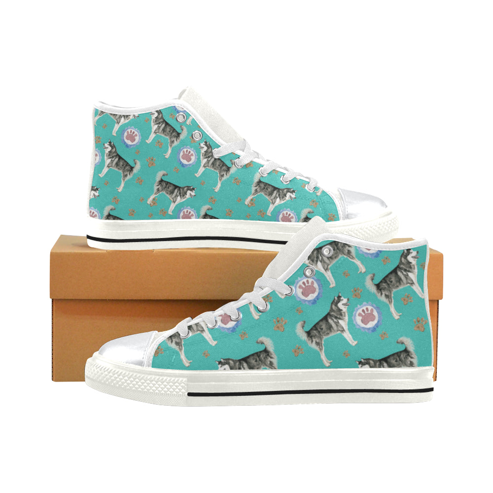 Alaskan Malamute Water Colour Pattern No.1 White High Top Canvas Women’s Shoes/Large Size