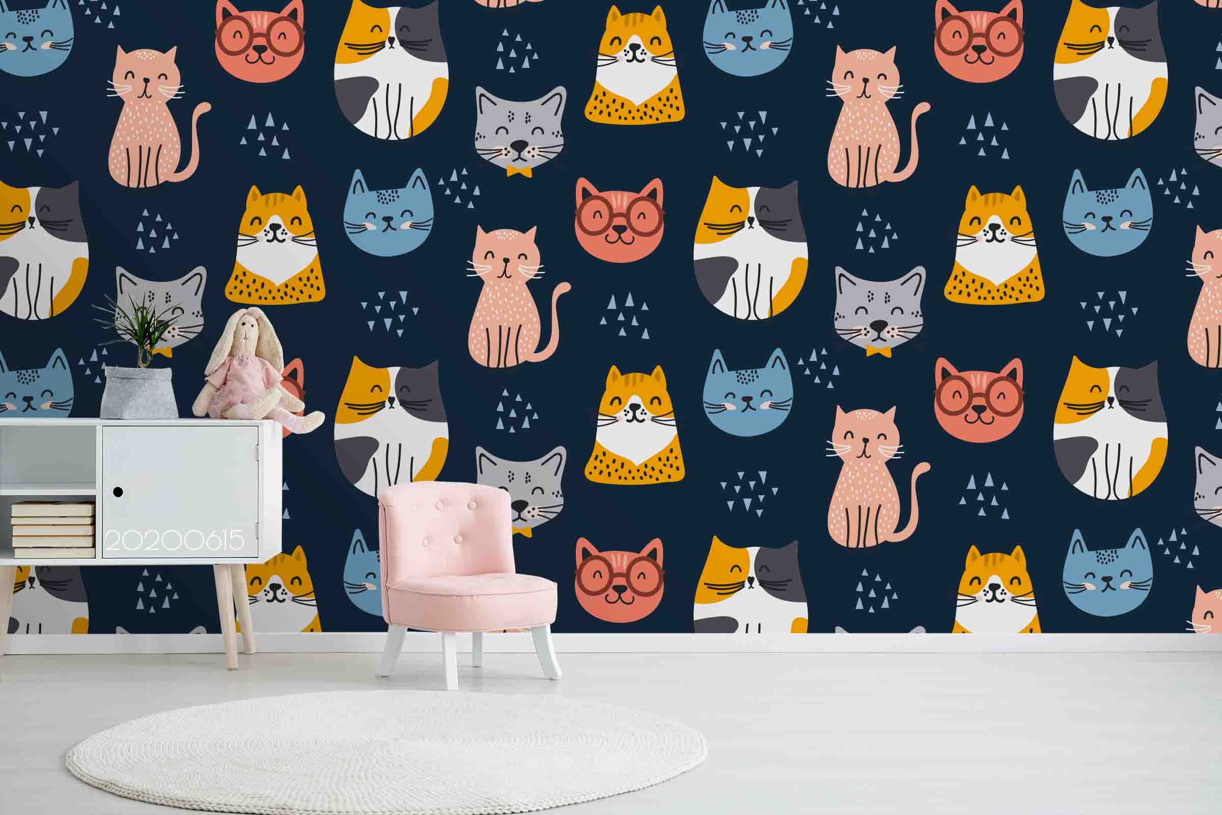 3D Cute Cartoon Cat Animal Wall Mural Wallpaper A030 Lqh