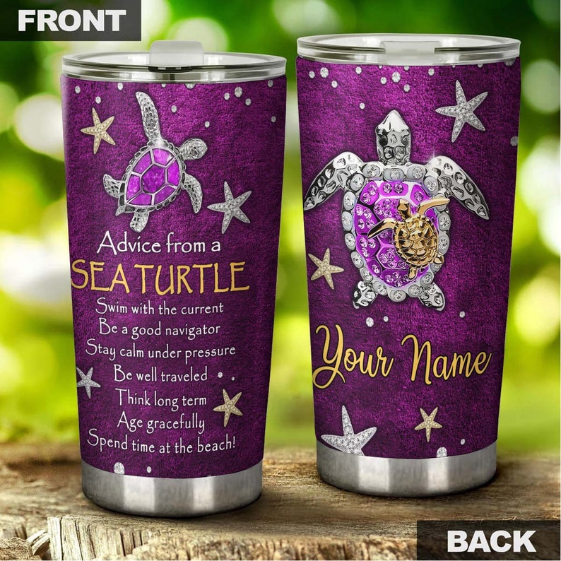 Sea Turtle Advice Be A Good Navigator Personalized Tumbler-Turtle Present-Unique Tumbler-Birthday Christmas Gift For Turtle Lover